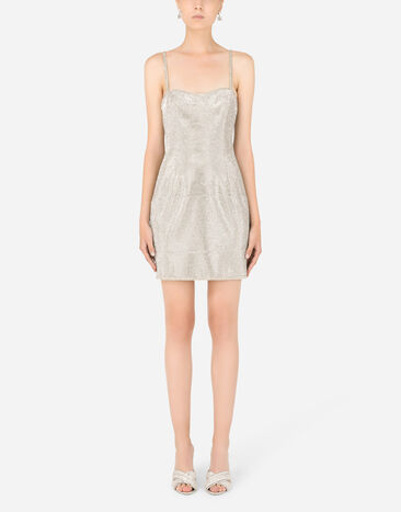 Dolce & Gabbana Short crystal mesh dress Multicolor F6ZN0ZGDAJ3