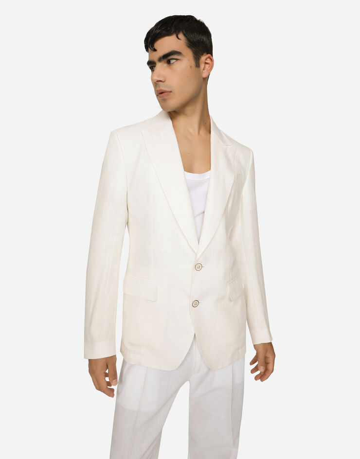 Dolce & Gabbana Single-breasted linen Sicilia-fit jacket White G2QS6TFU4LF