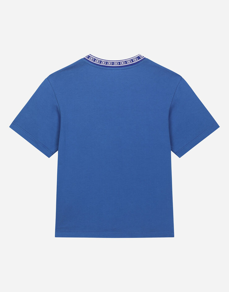 Dolce & Gabbana DG 로고 저지 티셔츠 블루 L4JTEYG7IK1
