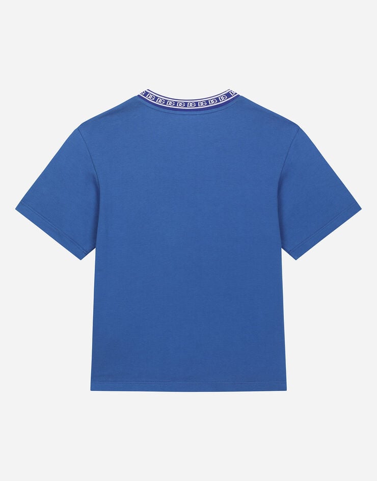 Dolce & Gabbana Jersey T-shirt with DG logo Blue L4JTEYG7IK1