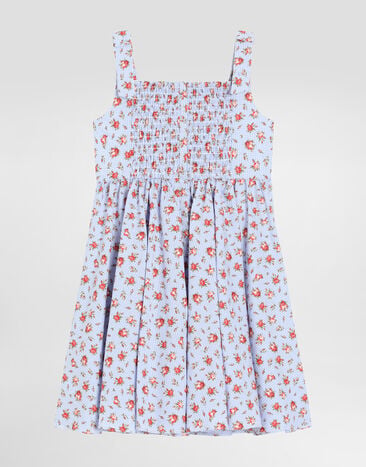 Dolce & Gabbana Kleid aus Popeline mit Rosenprint Multicolor L54DQ6HS5UL