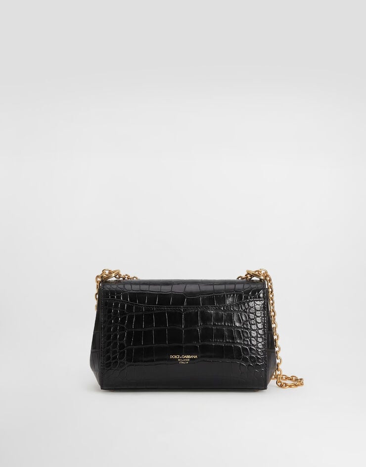 Dolce & Gabbana Marlene city mini bag in polished alligator Black BB7766A2R08