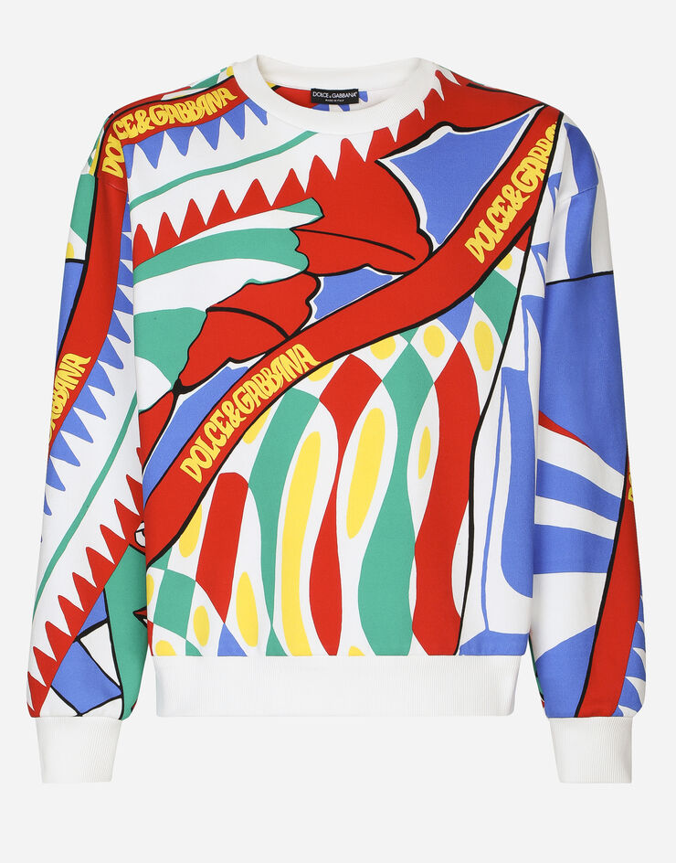 Dolce&Gabbana Carretto-print cotton jersey sweatshirt Multicolor G9AHSTHI78E