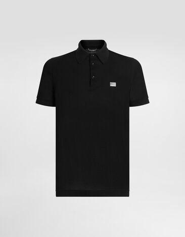Dolce & Gabbana Cotton polo-shirt with logo tag Brown G9BNLZG7O2P