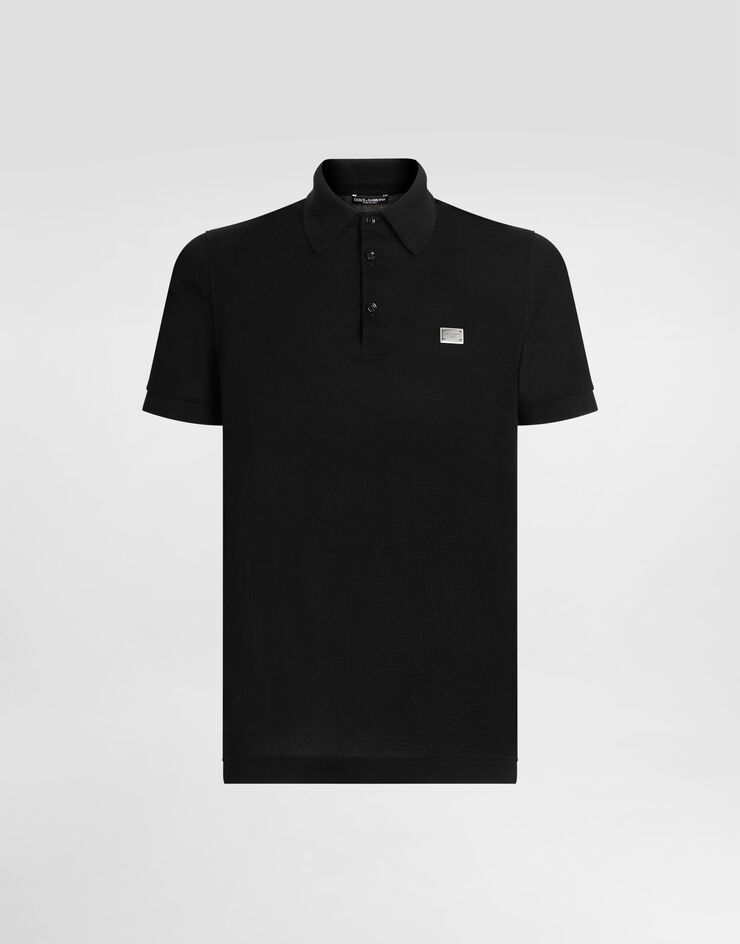 Dolce & Gabbana 标牌棉质 Polo 衫 黑 G8SN1TFU7EN