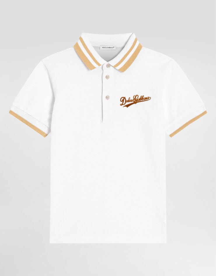 Dolce & Gabbana Piqué polo shirt with print White L4JT8VG7PWS