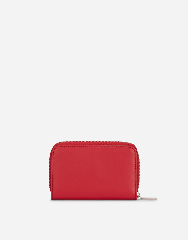 Dolce & Gabbana Portafoglio zip around piccolo in pelle di vitello con logo in rilievo Rosso BP2522AG218