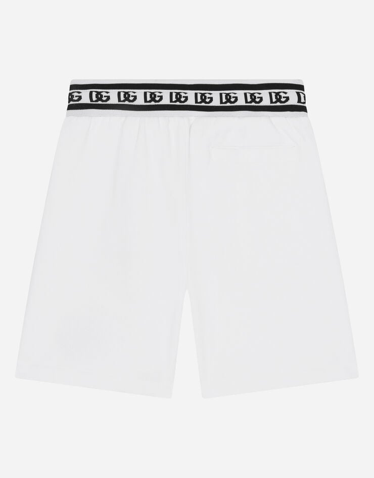 Dolce & Gabbana Jogging-Bermudas aus Jersey mit DG-Logostickerei Weiss L4JQP0G7IJ8