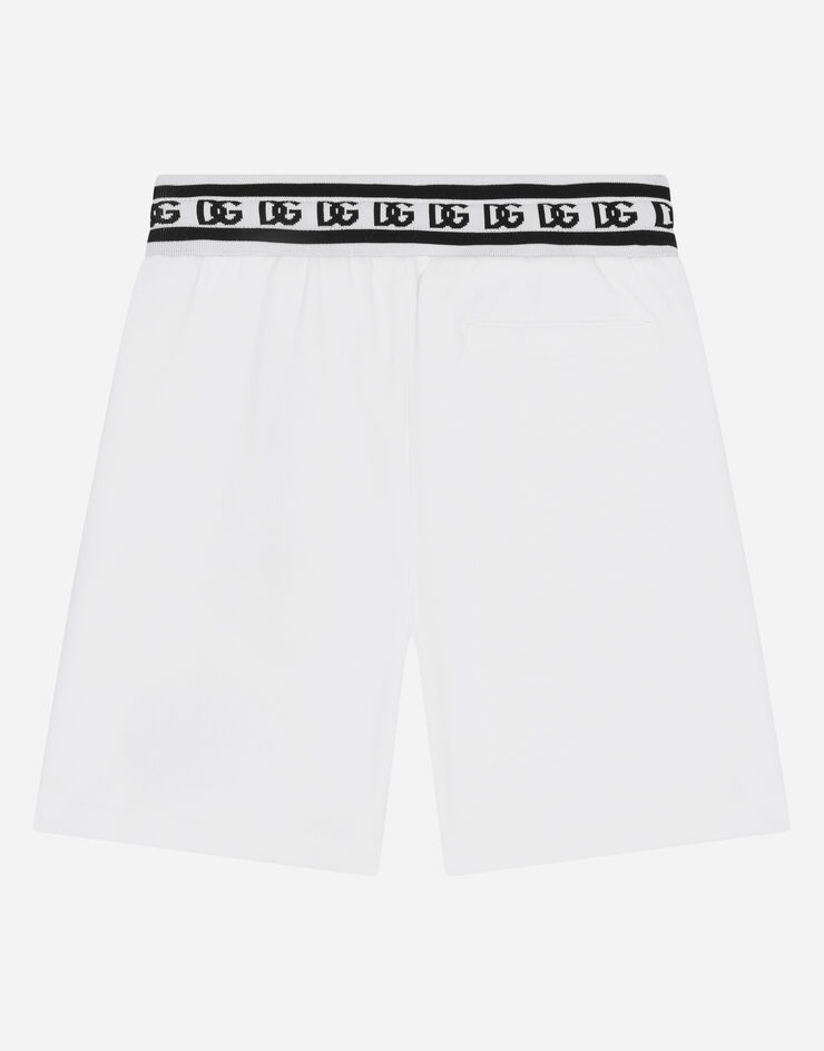 Dolce & Gabbana Bermuda jogging in jersey ricamo DG logo White L4JQP0G7IJ8