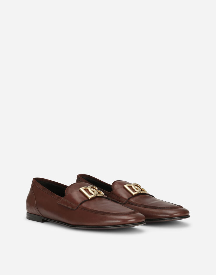 Dolce & Gabbana Slippers en cuir de veau Marron A50462AQ993