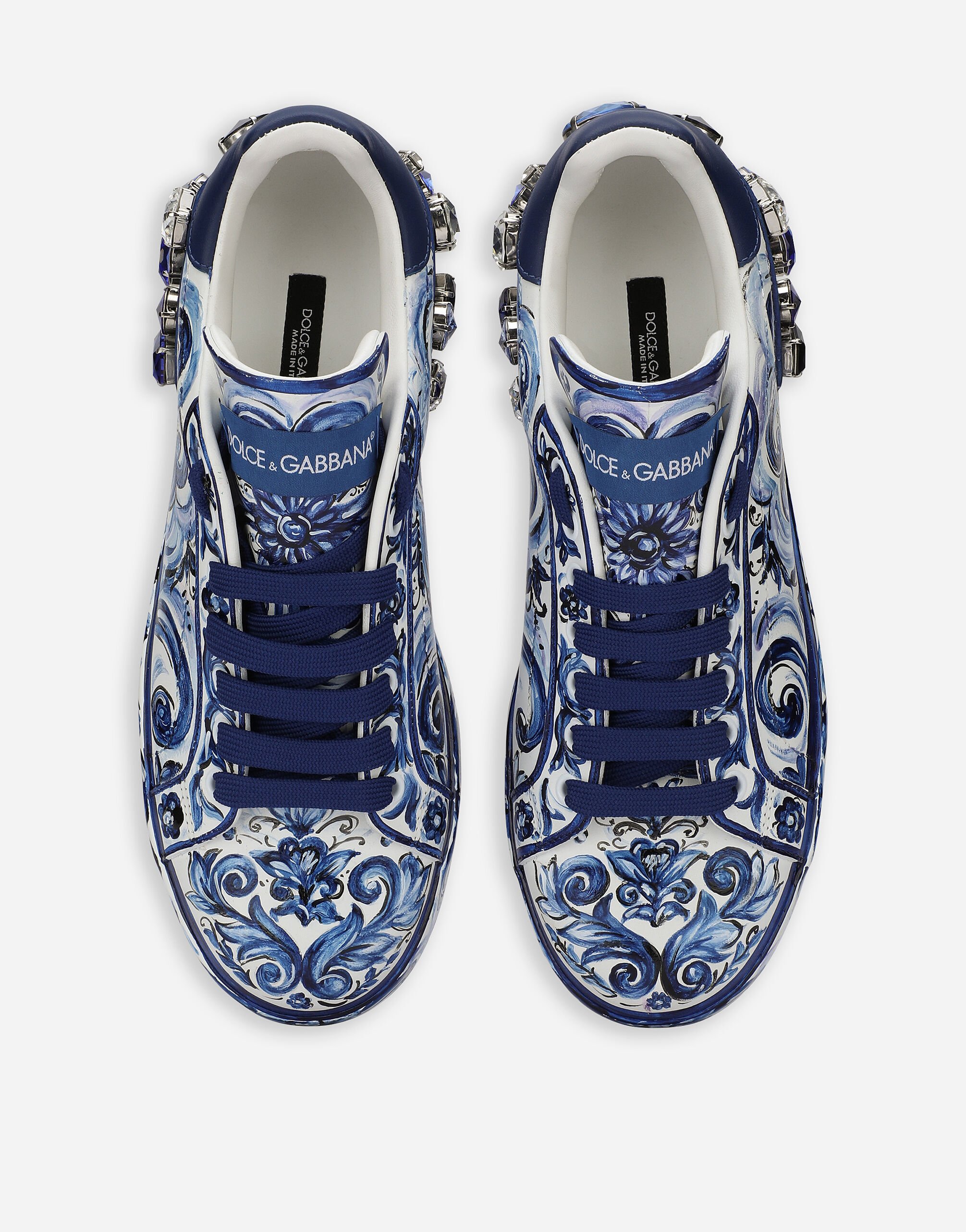 Majolica print calfskin Portofino sneakers in Multicolor for Women Dolce Gabbana US