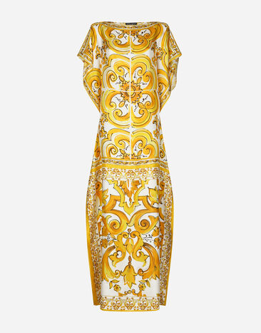 Dolce & Gabbana Caftán en sarga de seda con estampado Maiolica Imprima F6ADLTHH5A0