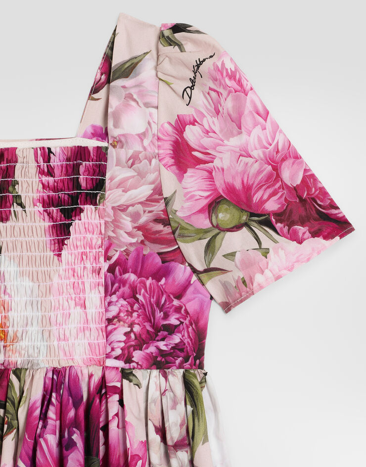 Dolce & Gabbana Peony-print poplin dress Multicolor L53DX2G7QZX