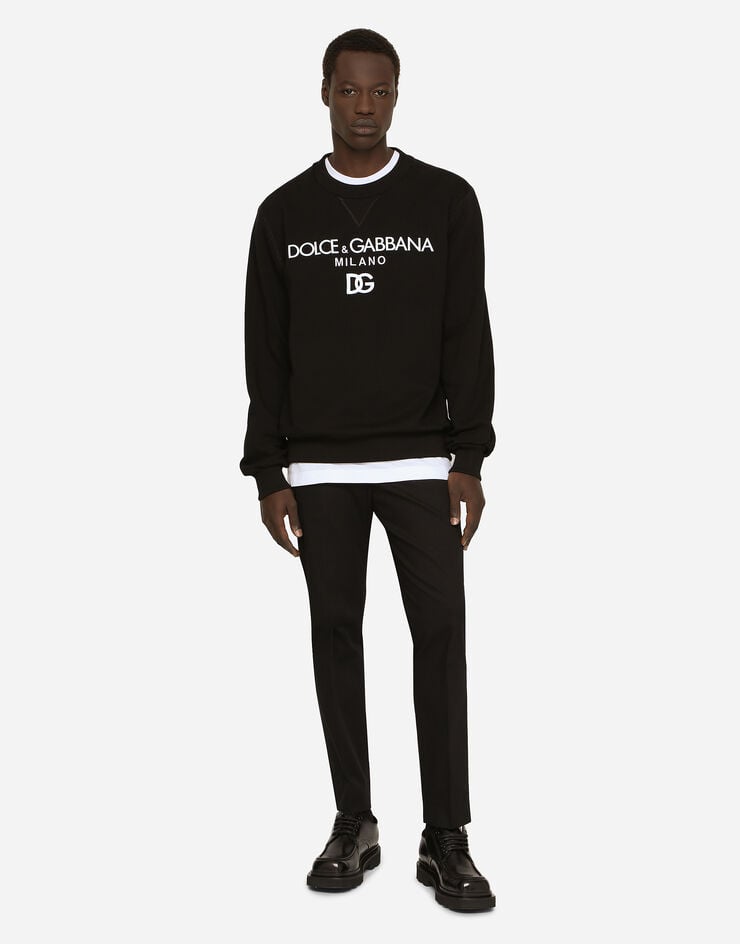 Dolce & Gabbana Jersey-Sweatshirt mit DG-Stickerei Schwarz G9ACGZFU7DU