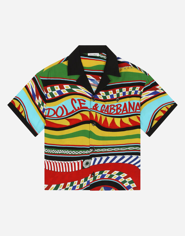 DolceGabbanaSpa Short-sleeved shirt with Carretto print Multicolor L43S81G7J2M