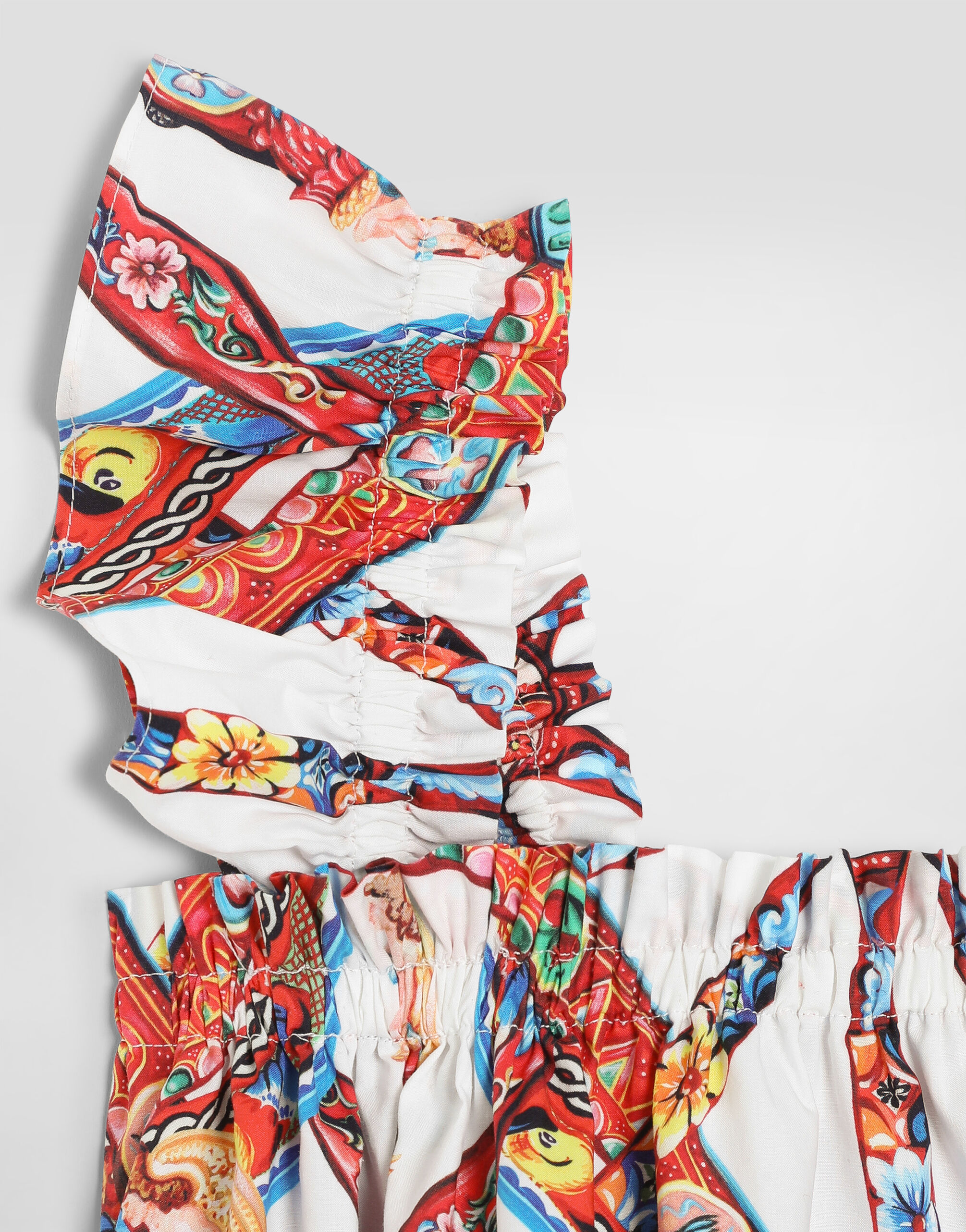 Carretto-print poplin top in Multicolor for Girls | Dolce&Gabbana®