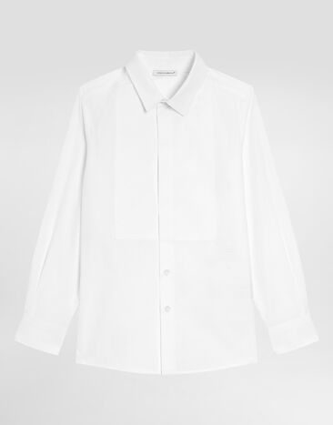 DolceGabbanaSpa Camisa de esmoquin en jacquard de popelina con logotipo DG Blanco L43S88G7KK8