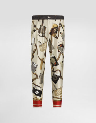 Dolce & Gabbana Loose blue denim and silk jeans with lighter print Multicolor GYK0ADG8MD8