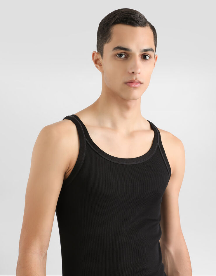 Dolce & Gabbana Fine-rib washed cotton singlet Black G8PA8TG7P0D