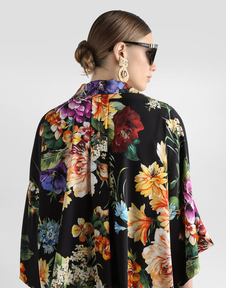 Dolce & Gabbana Flower bouquet-print charmeuse shirt Print F5T75TFSA7W