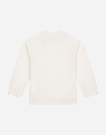 Dolce & Gabbana Round-neck sweatshirt with jacquard DG logo White L1JWFMG7EY9
