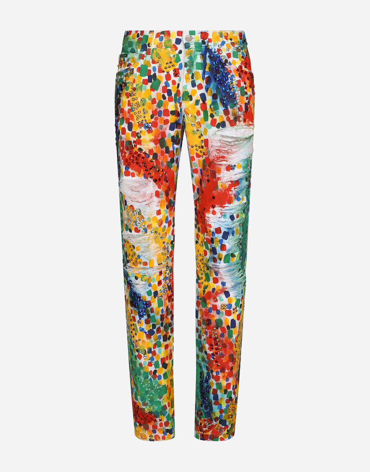 Dolce&Gabbana Printed regular-fit jeans with rips Multicolor GYJCCZG8JM5