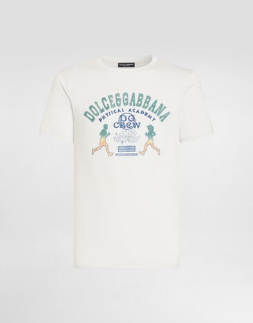 Dolce & Gabbana Cotton t-shirt with print and embroidery Grey G8TI9ZG7PPB