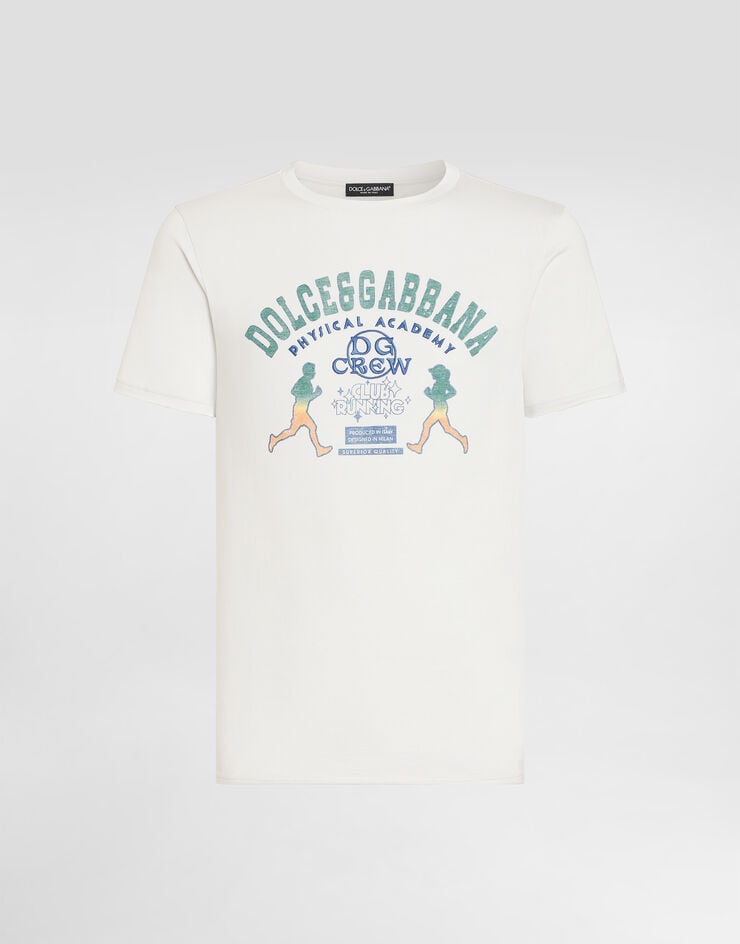 Dolce & Gabbana Cotton t-shirt with print and embroidery Dolce & Gabbana Cotton t-shirt with print and embroidery Grey G8TI9ZG7PPB