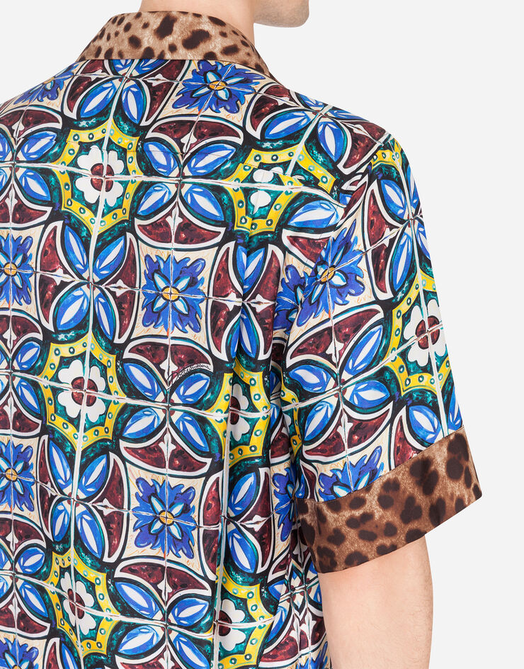 Dolce & Gabbana Hawaii shirt with maiolica and leopard print マジョリカプリント G5HK3TGEN61