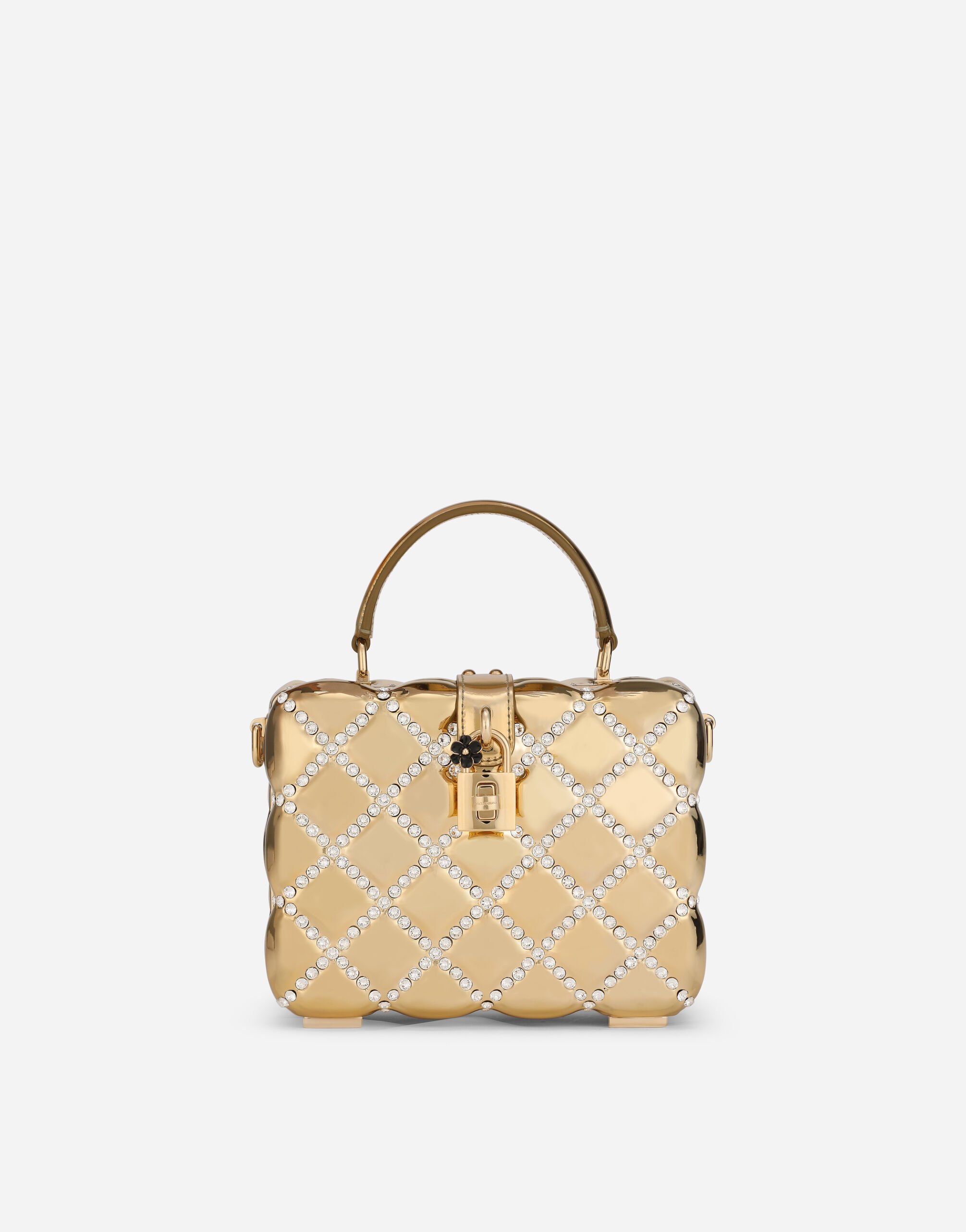 Dolce & Gabbana Resin Dolce Box bag with rhinestones Gold BB7544AY828