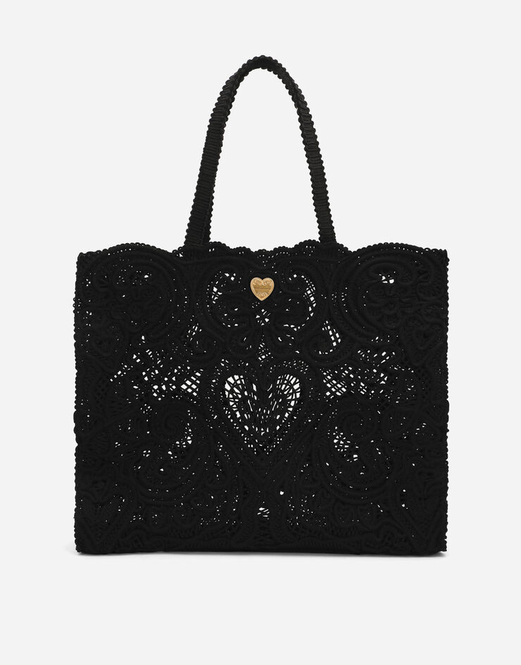 Medium cordonetto lace Devotion Bag in Black for