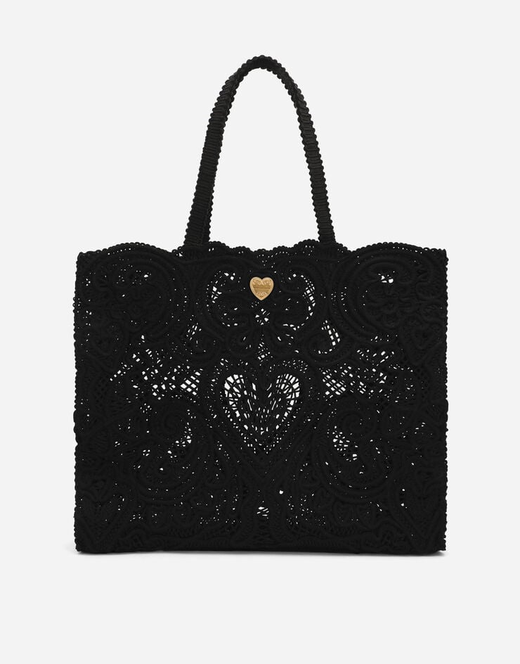 Dolce&Gabbana حقيبة كبيرة من دانتيل كوردونيتو أسود BB6957AW717