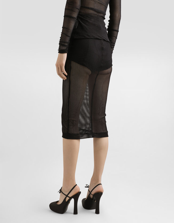 Dolce & Gabbana تنورة قلم رصاص شبكية أسود F4CT6TFLREP