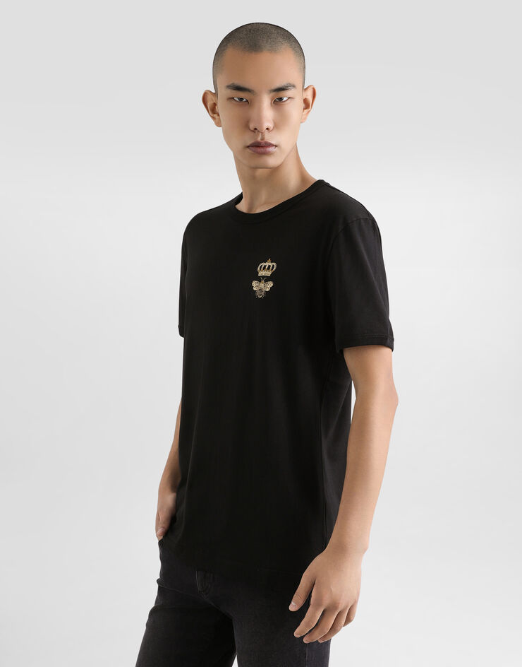 Dolce & Gabbana T-Shirt aus Baumwolle mit Stickerei Mehrfarbig G8PV1ZG7WUQ