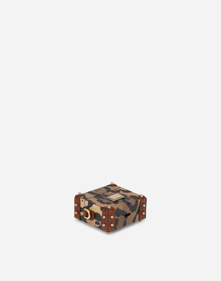 Dolce & Gabbana Funda para los AirPods en crespo estampado leopardo con placa con logotipo Multicolor BI3067AW384