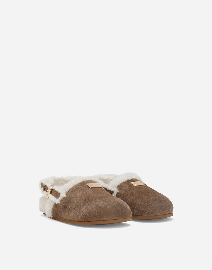 Dolce&Gabbana Suede mules with logo tag Multicolor DA5180AN339