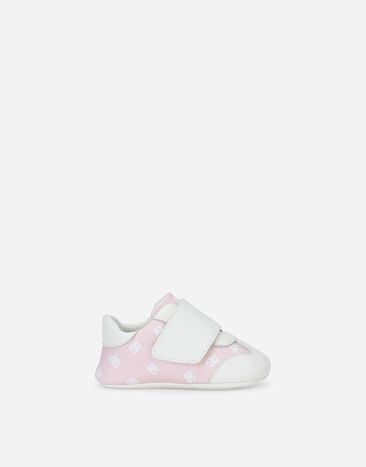 Dolce & Gabbana Sneaker newborn  in nappa stampa DG logo Nero DK0117AC516
