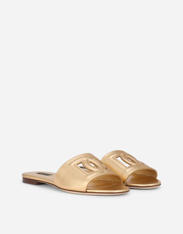 Dolce & Gabbana Nappa mordore slides with DG logo Gold CQ0436A1016