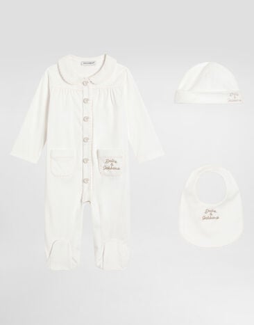 Dolce & Gabbana 3-piece gift set in interlock and linen with embroidery Multicolor L2JO5AG7PTG