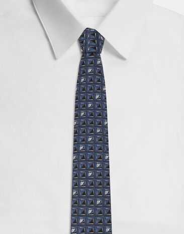 Dolce & Gabbana Silk jacquard tie with micro-designs and DG logo Multicolor GT149EG0WU1
