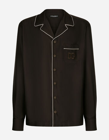 Dolce & Gabbana Silk twill shirt with DG embroidery Multicolor G5IF1ZFU1S4
