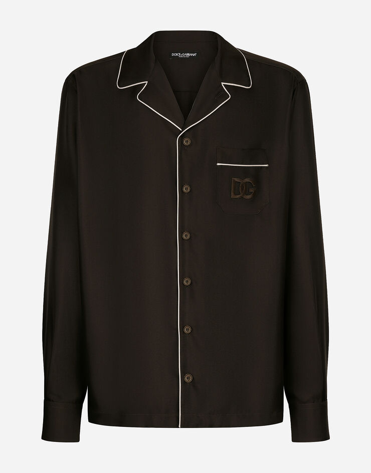Dolce & Gabbana Silk twill shirt with DG embroidery Dolce & Gabbana Silk twill shirt with DG embroidery Multicolor G5IF1ZFU1S4