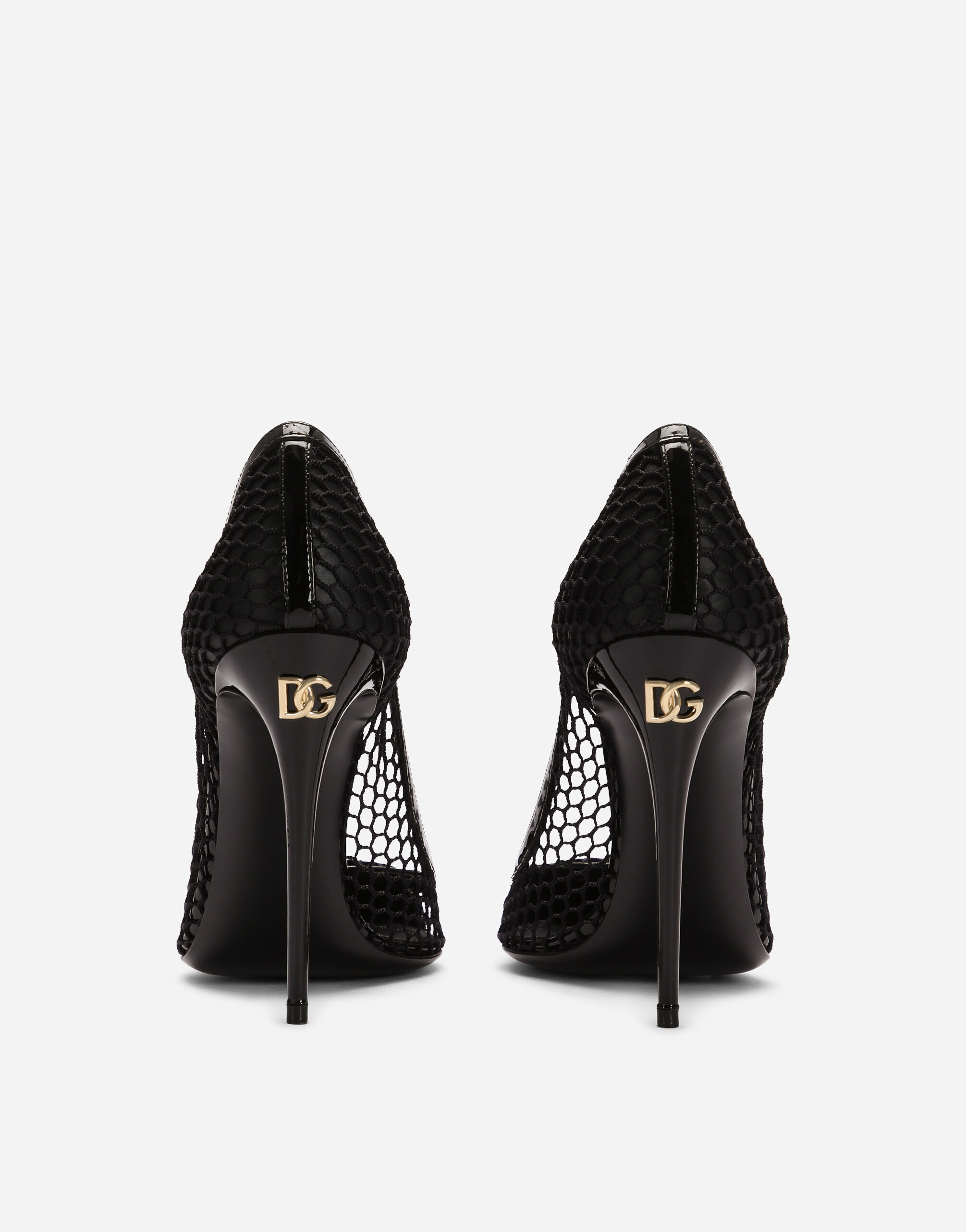 Mesh and patent leather pumps in Black for Dolce Gabbana US