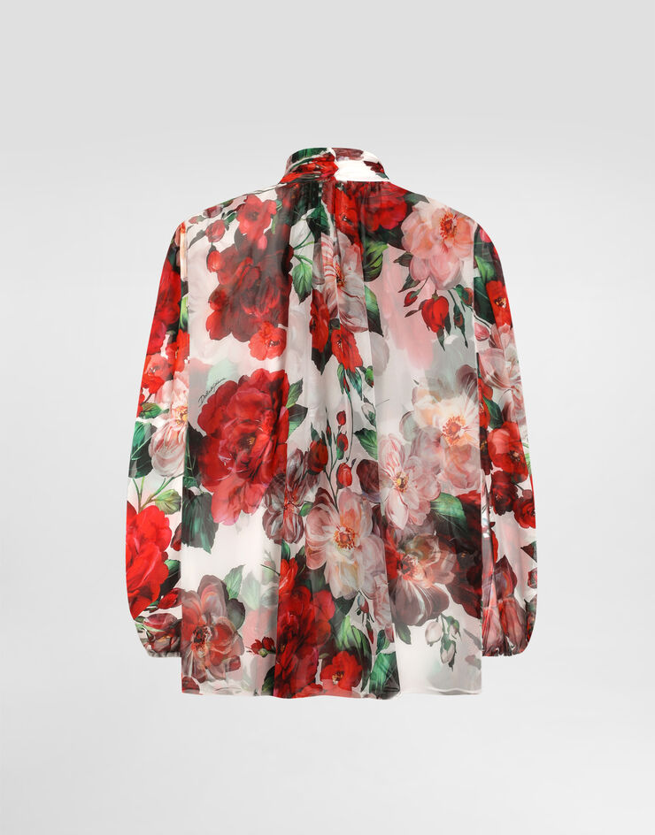 Dolce & Gabbana Chiffon pussy-bow blouse with rose print Print F5R62TIS1Y6
