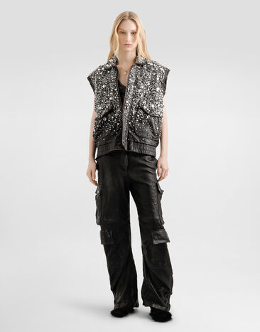Dolce & Gabbana Leather cargo pants Black FTDFYLHULX9