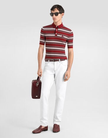 Dolce & Gabbana قميص بولو من تريكو بنقشة خطوط Multicolor GXZ02ZJBCK4
