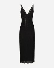 Dolce & Gabbana Lace calf-length slip dress: Black F6H0ZTFLRE1