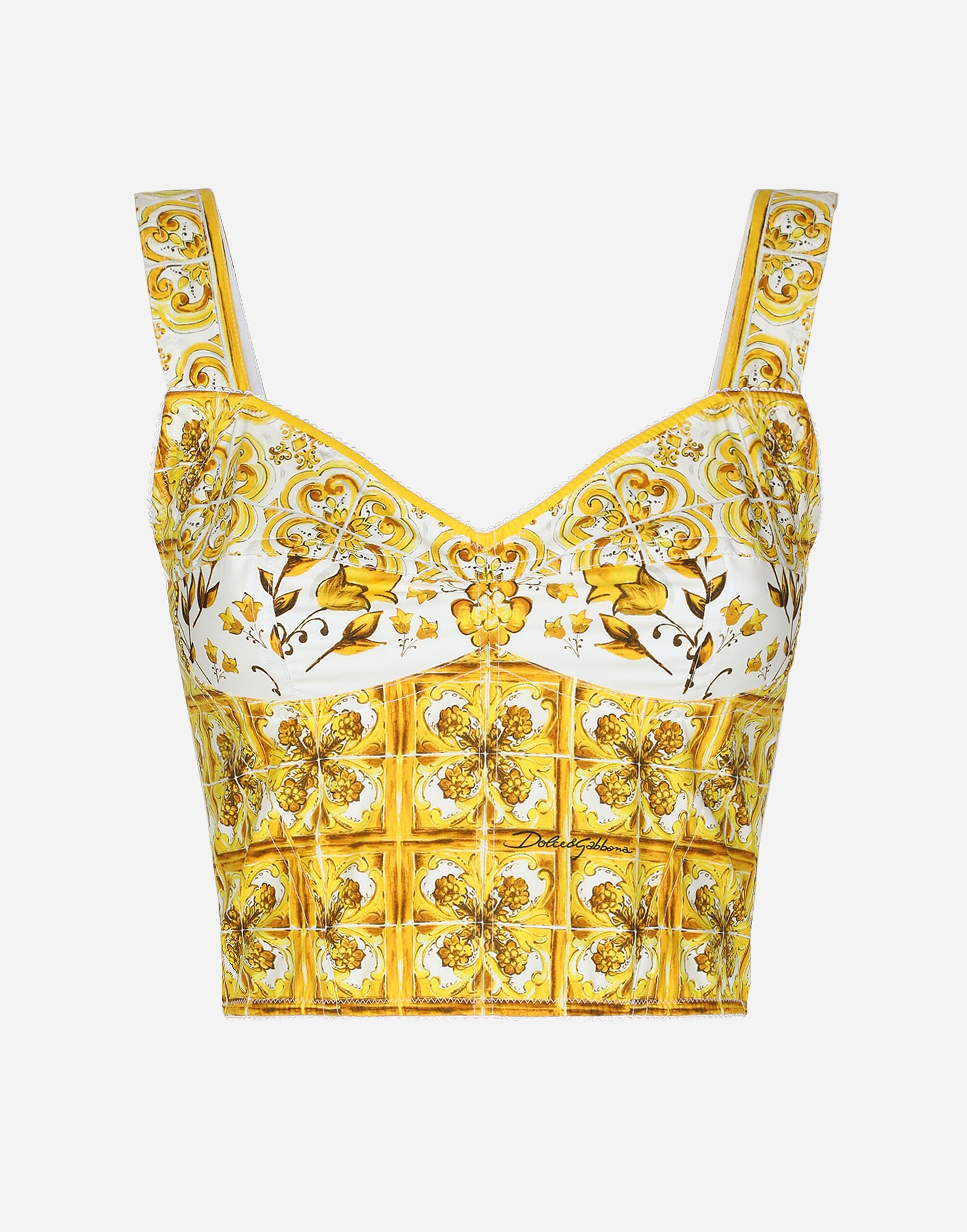 Cotton corset top with majolica print in Print for Women