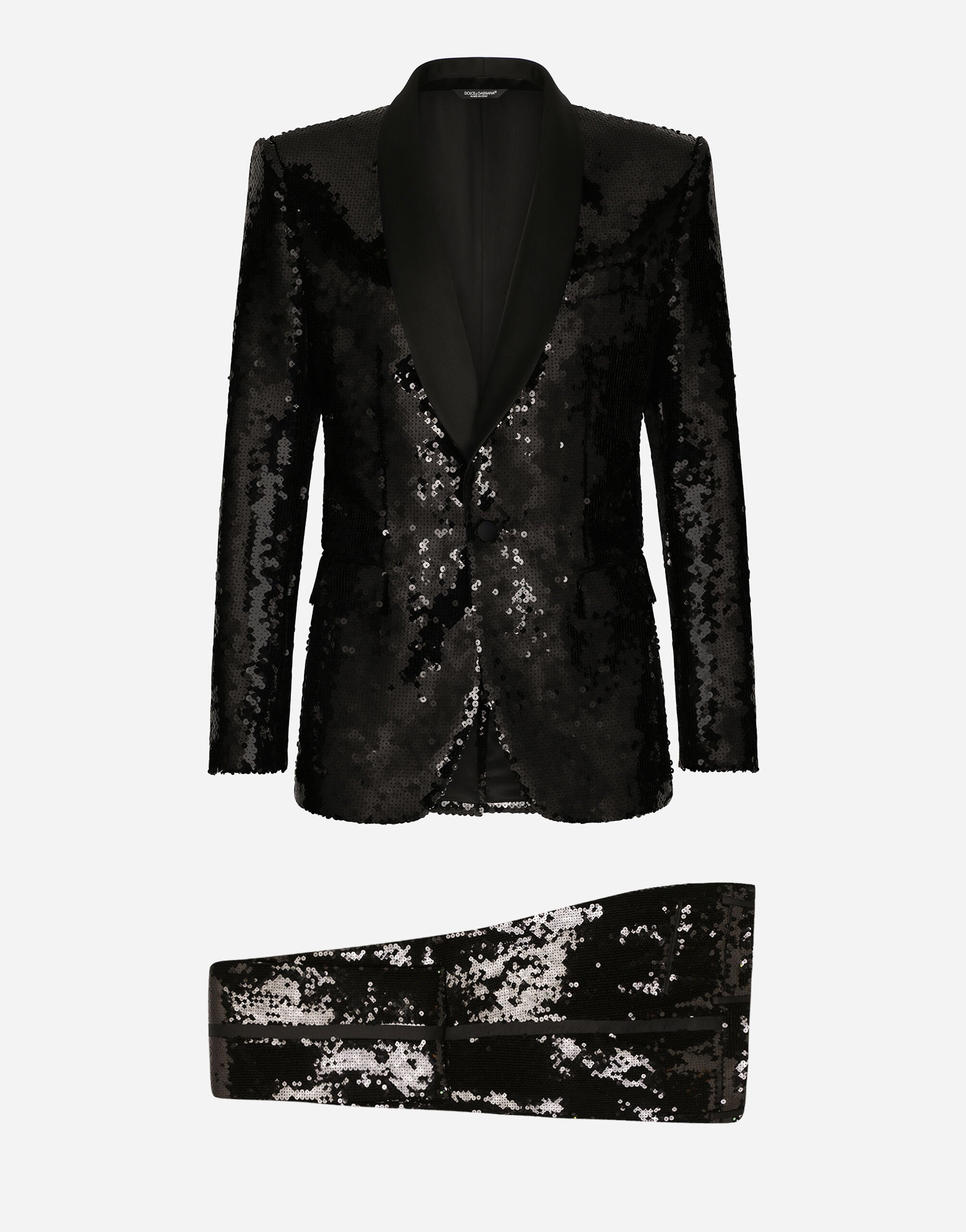 Dolce & Gabbana Sequined single-breasted Sicilia-fit tuxedo suit Plateado G2QU6TFLSEP