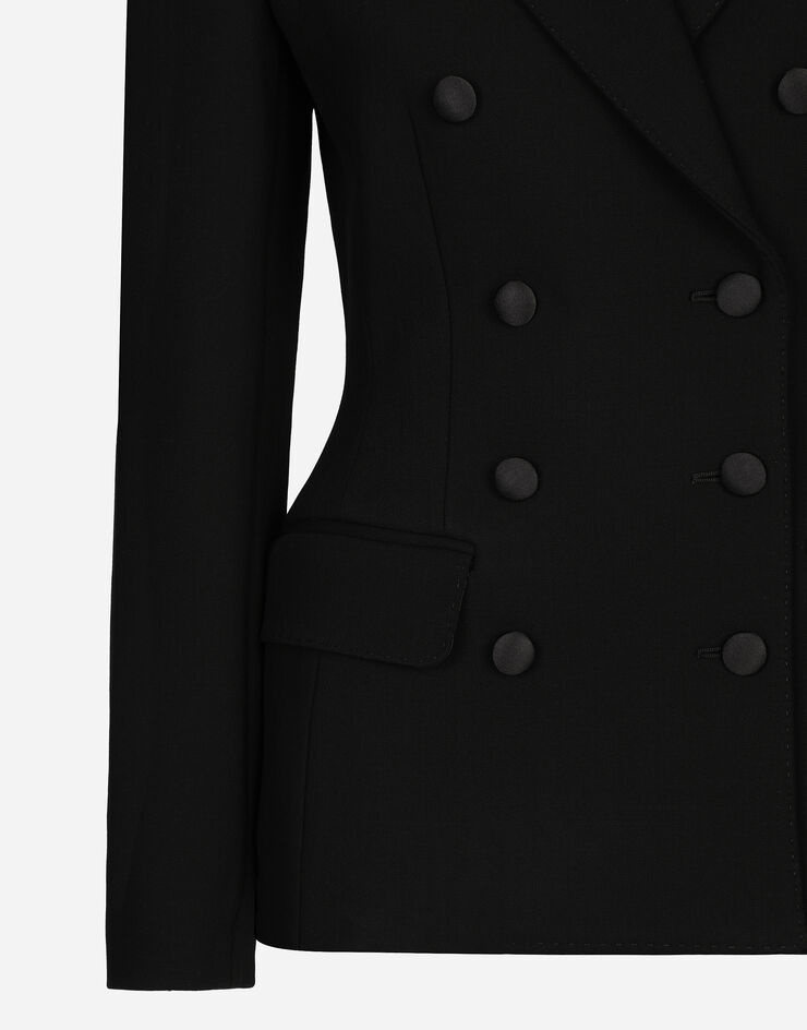 Dolce & Gabbana Veste croisée Dolce en laine avec rembourrage sur les hanches Noir F29ZSTFUBF1